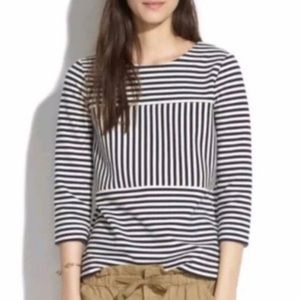 Madewell Gallerist Ponte Striped Blouse Top